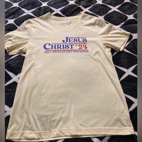 George Tops - Yellow women's Graphic T-Shirt Jesus Christ 24, Small